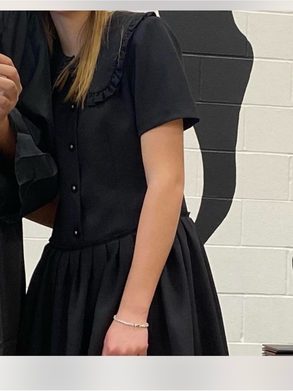 Sandro Black Mini Dress with Peter Pan Collar - Picture 2 of 4